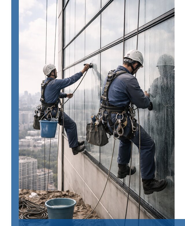 Профессиональная мойка фасадных окон альпинистами в Кронштадте