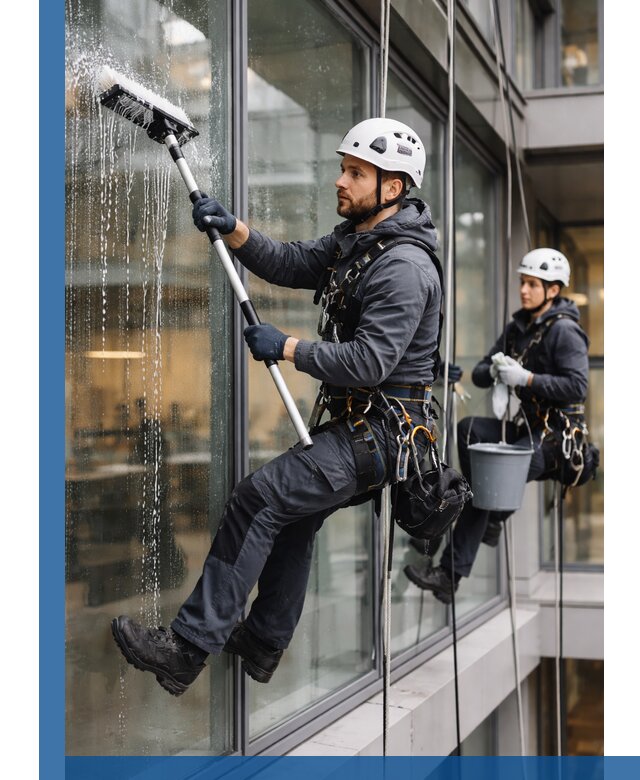 Профессиональная мойка витражей промышленными альпинистами в Кронштадте