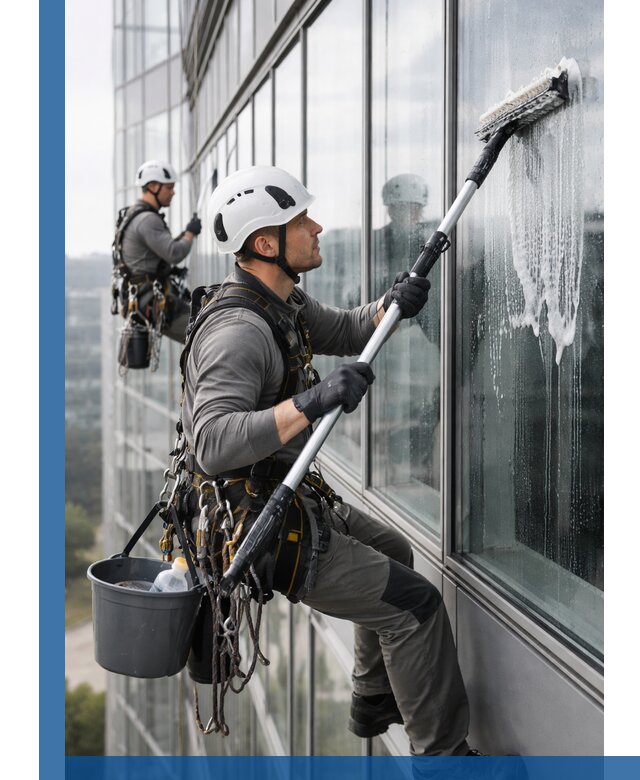 Высотная мойка сплошного остекления с выездом в Кронштадте