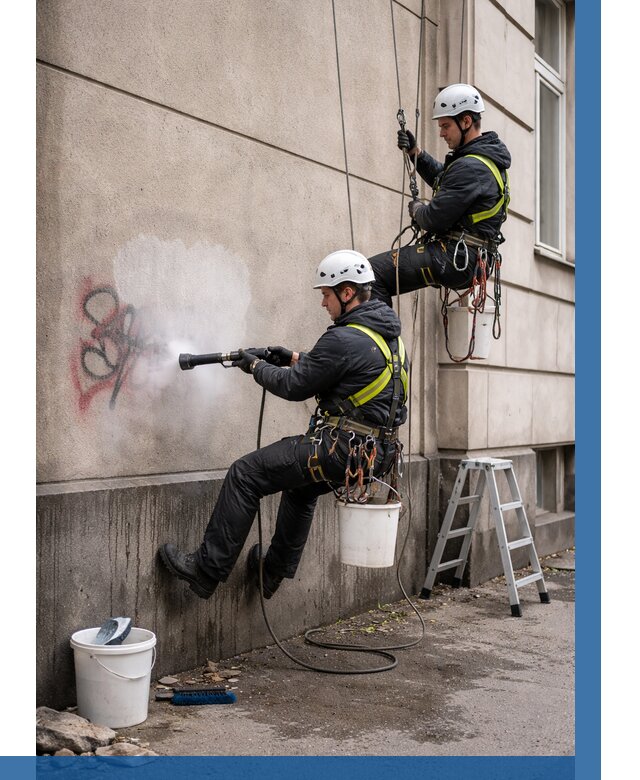 Удаление граффити с фасада в Кронштадте от 4695 р. | ВЫСОТНИК-Крн