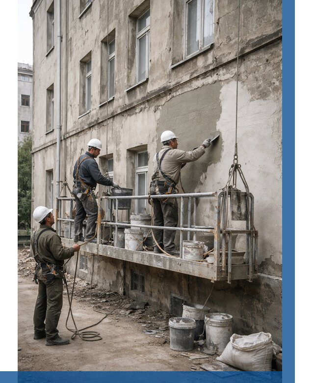 Капитальный ремонт фасада в Кронштадте от 4382 р. | ВЫСОТНИК-Крн