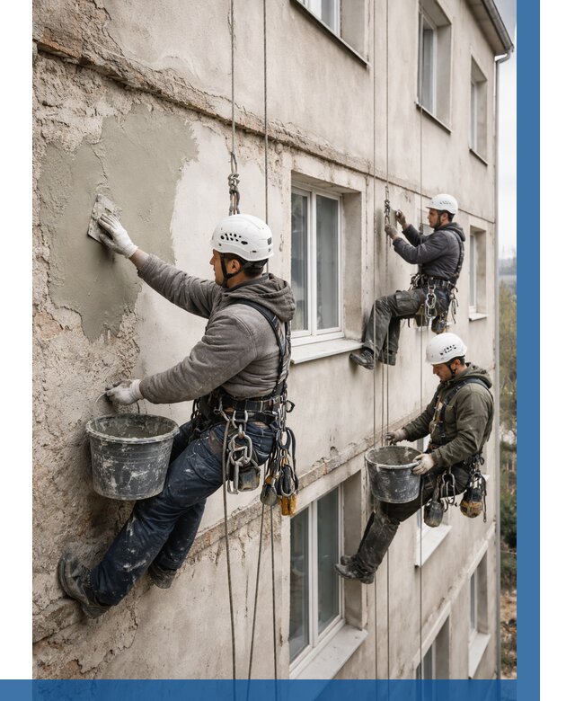 Ремонт штукатурного фасада в Кронштадте от 783 р. под ключ | ВЫСОТНИК-Крн