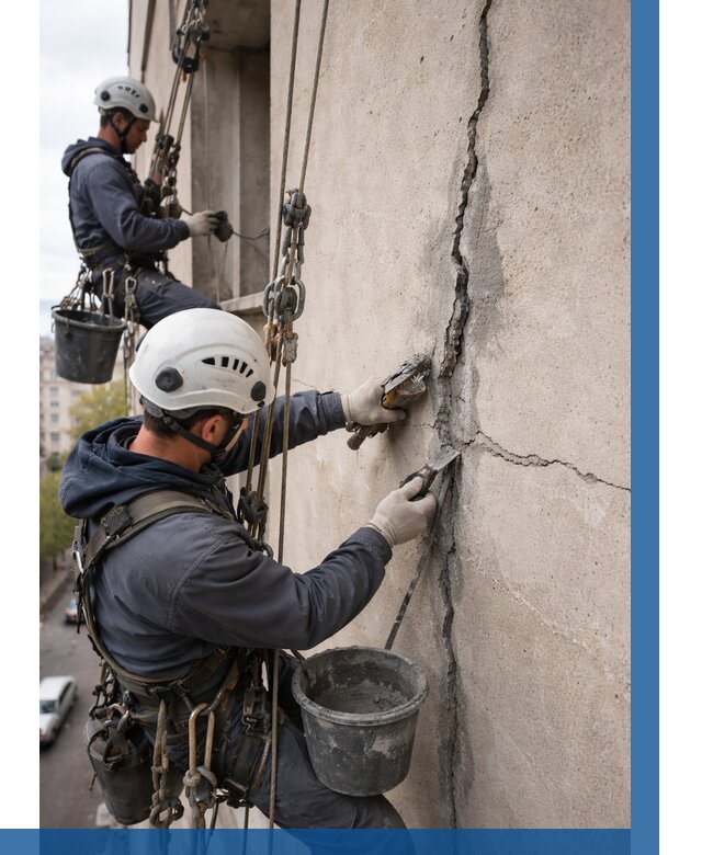 Заделка трещин на фасаде в Кронштадте от 939 р. | ВЫСОТНИК-Крн