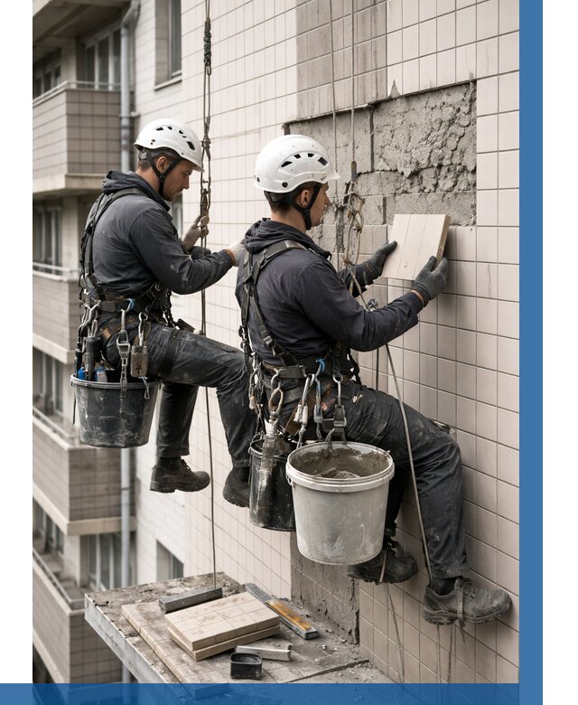 Ремонт облицовки фасада плиткой в Кронштадте от 1878 р. | ВЫСОТНИК-Крн