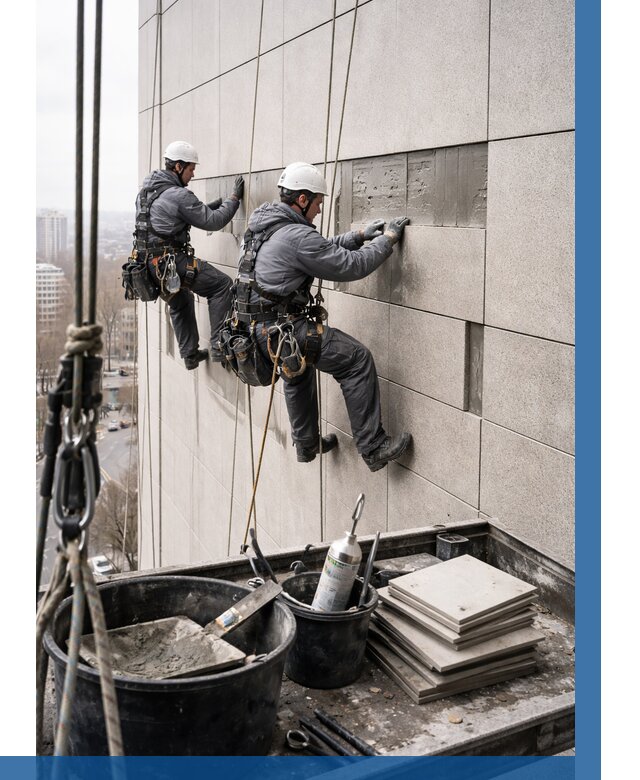 Ремонт фасада из керамогранита в Кронштадте от 2609 р. | ВЫСОТНИК-Крн