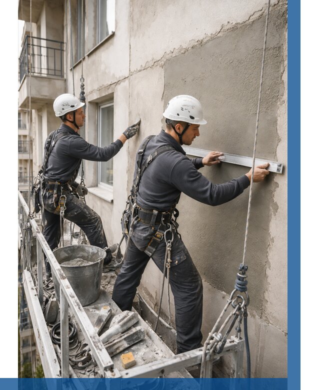 Штукатурка фасада на высоте в Кронштадте от 939 р. | ВЫСОТНИК-Крн