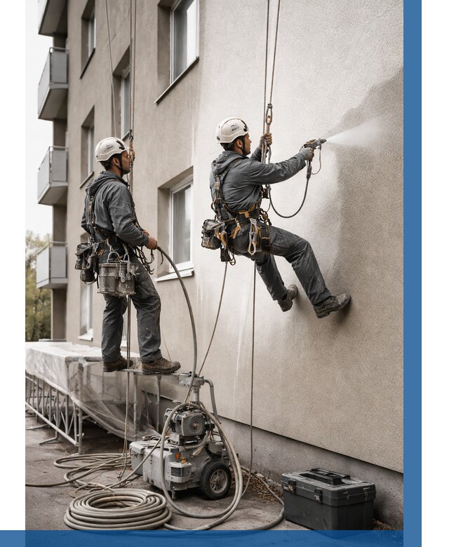 Безвоздушная покраска фасада в Кронштадте от 230 р/м² | ВЫСОТНИК-Крн