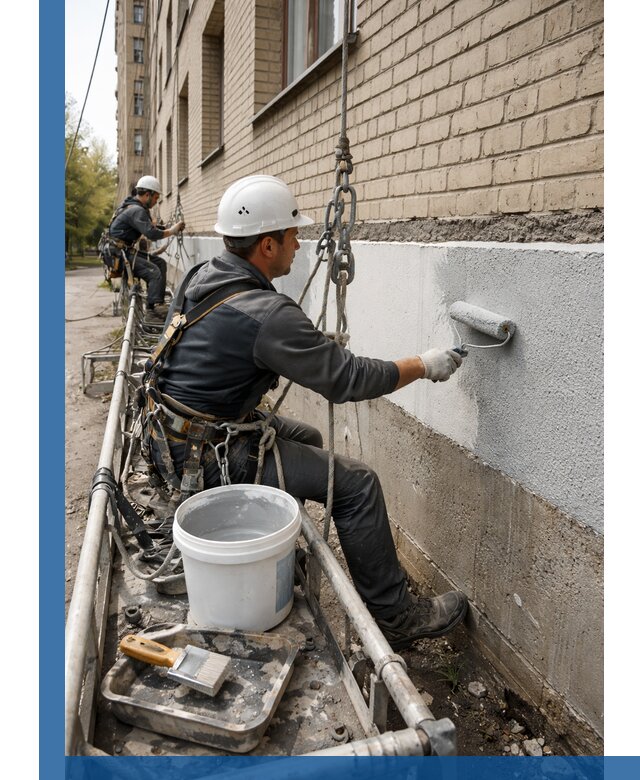 Окраска цоколя здания в Кронштадте профессионально и надежно