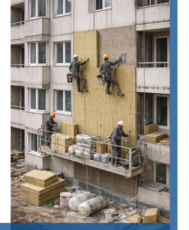 Утепление фасада минватой в Кронштадте от 1565 р. | ВЫСОТНИК-Крн