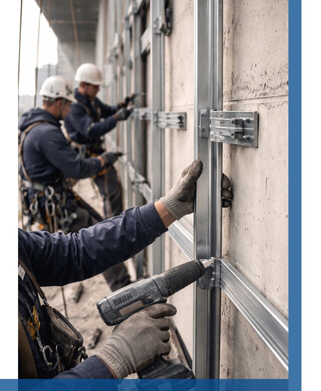 Монтаж подсистемы вентфасада в Кронштадте от 887 р. | ВЫСОТНИК-Крн