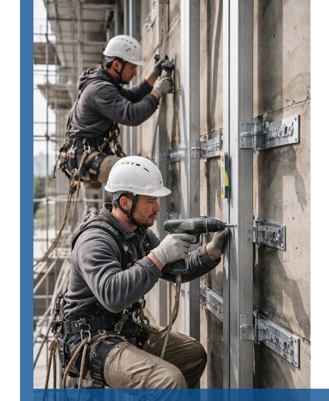 Монтаж и крепление подсистемы вентфасада в Кронштадте