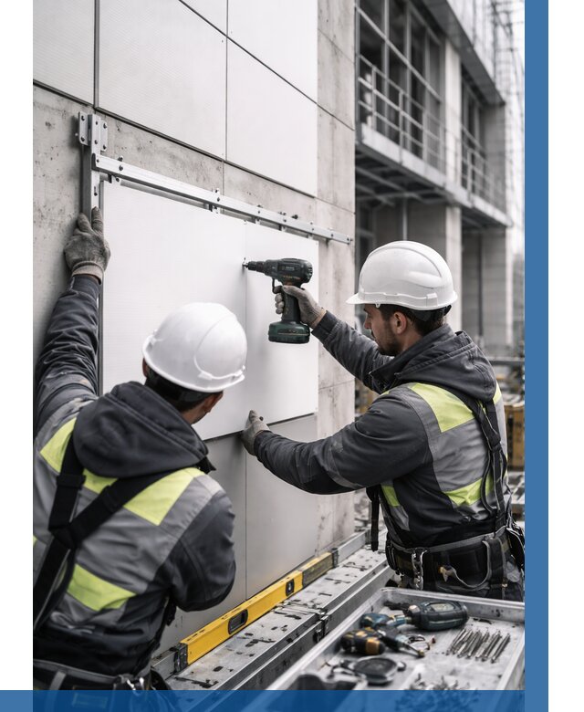 Монтаж композитных панелей фасада в Кронштадте от 2609 р. | ВЫСОТНИК-Крн