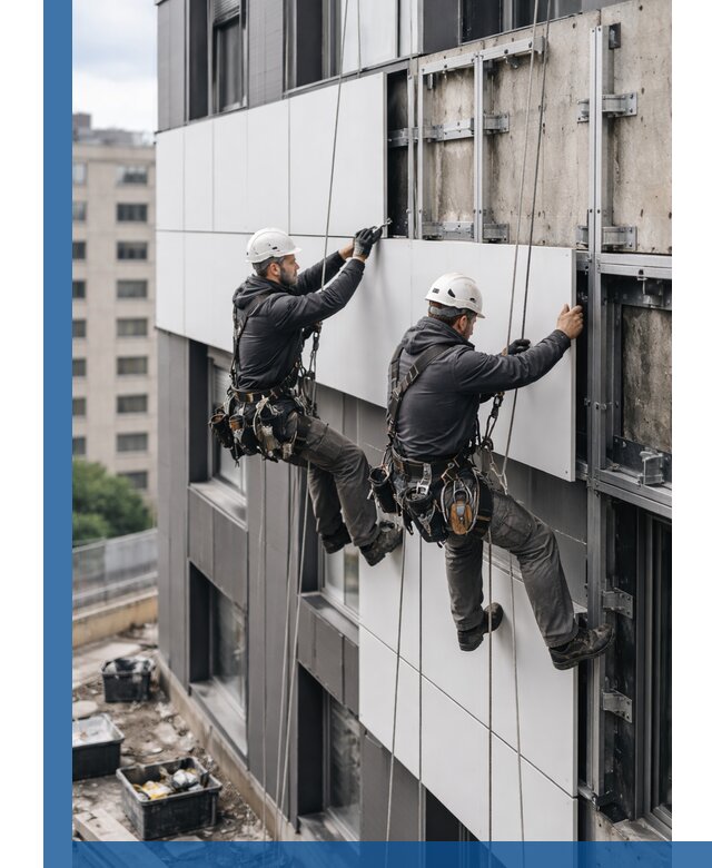 Монтаж композитных панелей фасада в Кронштадте под ключ