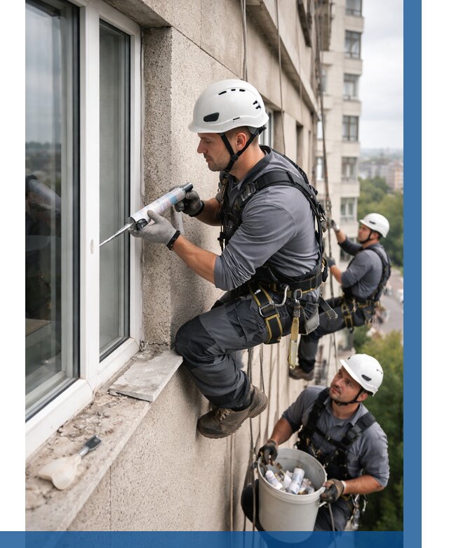 Герметизация оконных швов снаружи в Кронштадте от 1565 р. | ВЫСОТНИК-Крн