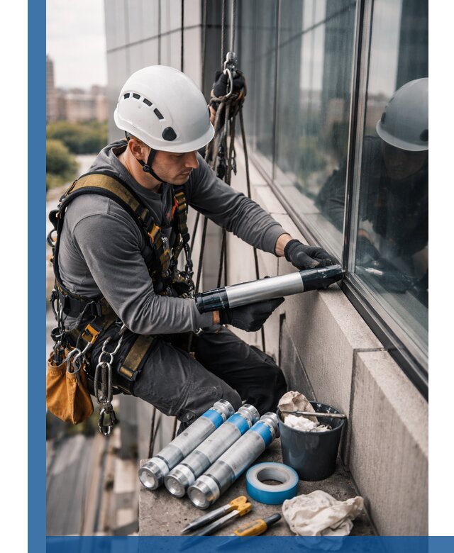 Герметизация стыков витража в Кронштадте для герметичных фасадов