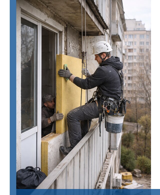 Профессиональное утепление балкона снаружи в Кронштадте под ключ
