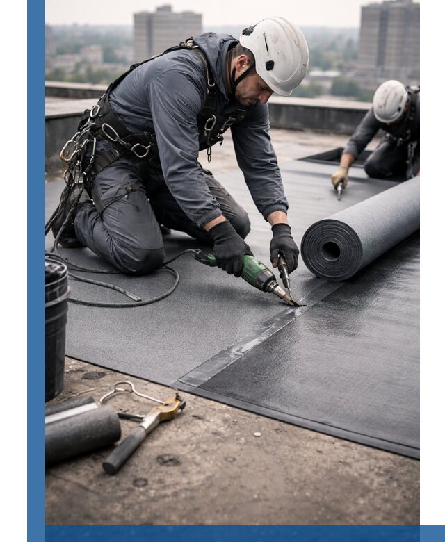 Ремонт мягкой кровли в Кронштадте с выездом промальпинистов