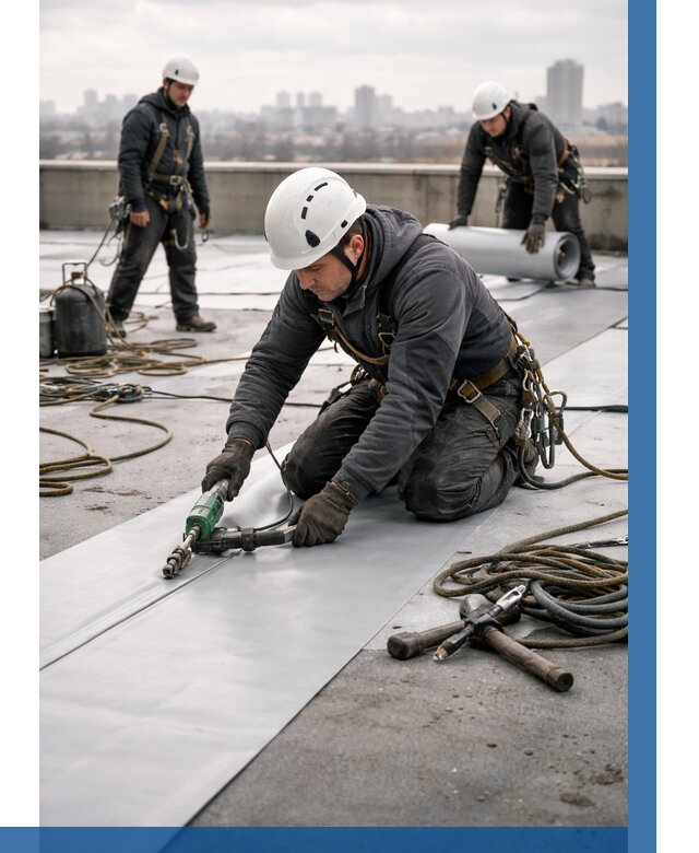 Ремонт мембранной кровли в Кронштадте от 1878 р./м2 | ВЫСОТНИК-Крн