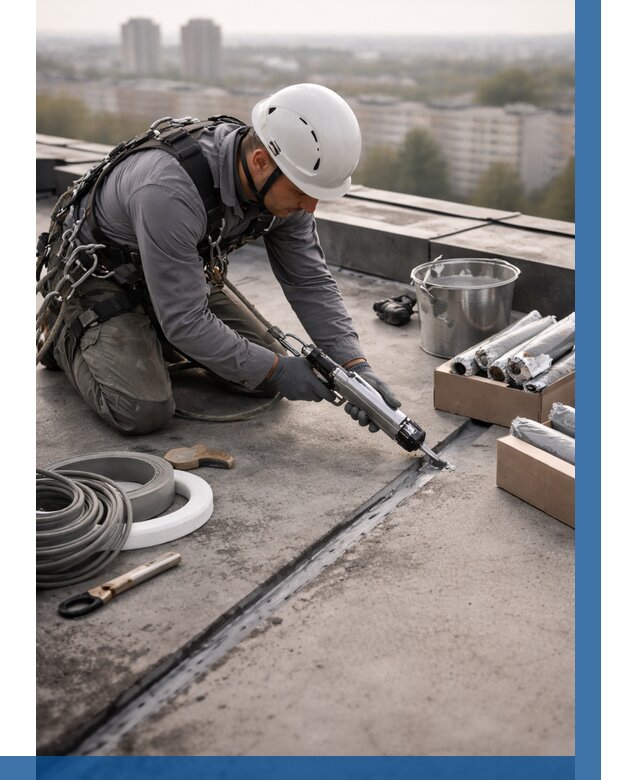 Герметизация швов кровли в Кронштадте от 470 р./м2 | ВЫСОТНИК-Крн