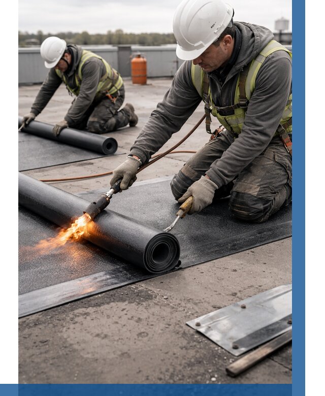 Монтаж наплавляемой кровли в Кронштадте от 887 р. — ВЫСОТНИК-Крн