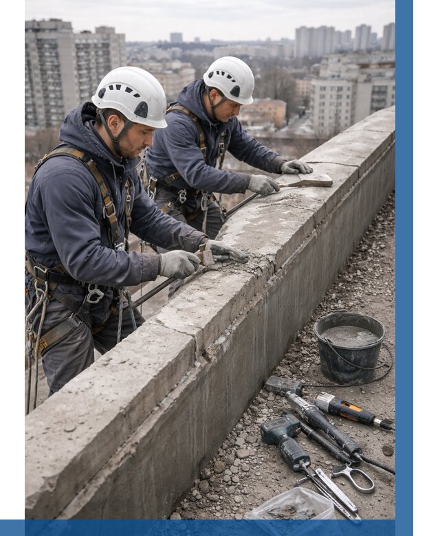 Ремонт парапета на кровле в Кронштадте от 1565 р. | ВЫСОТНИК-Крн