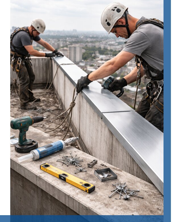 Монтаж парапетных крышек в Кронштадте от 835 р. | ВЫСОТНИК-Крн