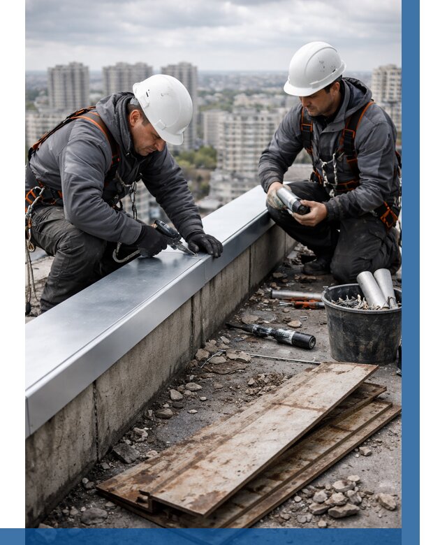 Замена парапетных крышек под ключ в Кронштадте от 1252 р. | ВЫСОТНИК-Крн