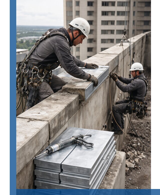 Замена парапетных крышек и установка новых в Кронштадте