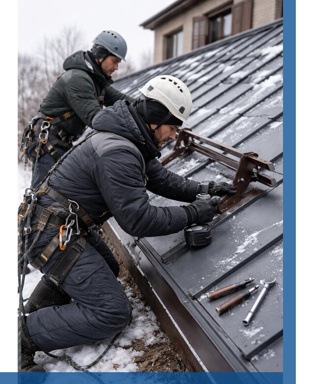 Монтаж снегозадержателей в Кронштадте от 470 р. | ВЫСОТНИК-Крн