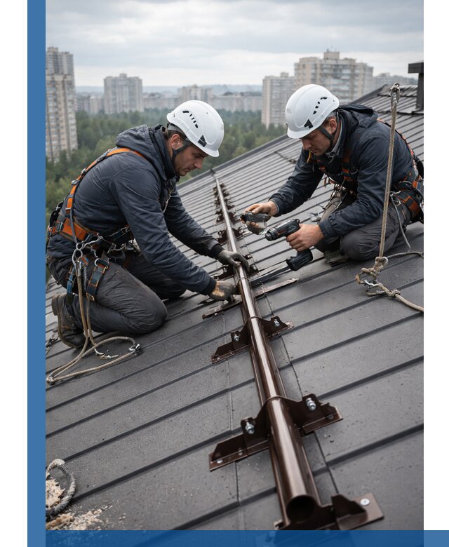 Монтаж снегозадержателей на кровле зданий в Кронштадте под ключ