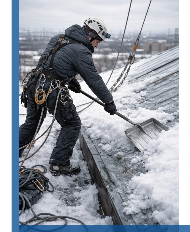 Профессиональная очистка кровли от снега и наледи в Кронштадте