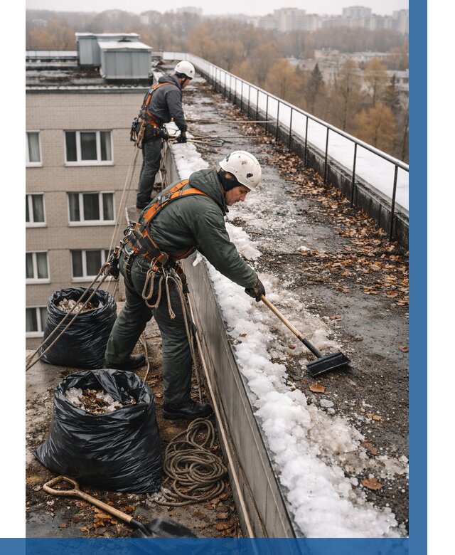 Очистка кровли по периметру в Кронштадте от 574 р. | ВЫСОТНИК-Крн