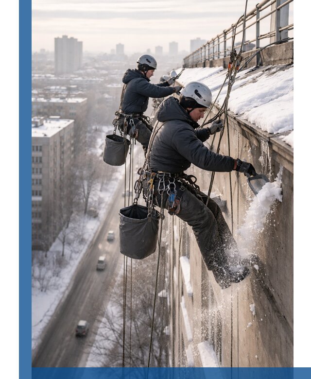 Очистка карнизов от снега в Кронштадте профессионально и безопасно