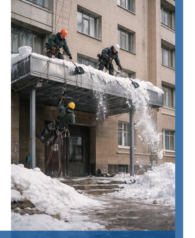 Очистка козырьков от снега в Кронштадте от 3652 р. | ВЫСОТНИК-Крн