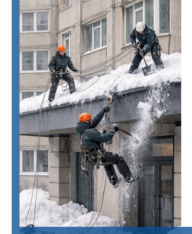 Безопасная очистка навесов от снега в Кронштадте круглогодично