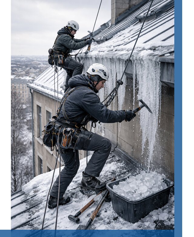 Удаление наледи с кровли в Кронштадте от 5739 р. | ВЫСОТНИК-Крн