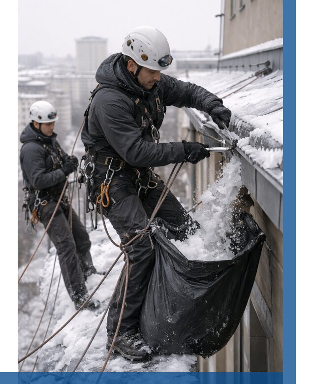 Аварийная очистка крыши в Кронштадте под ключ от 313 р. | ВЫСОТНИК-Крн