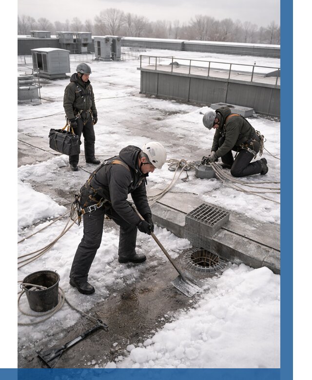 Абонентское обслуживание кровли зимой в Кронштадте от 8347 р. | ВЫСОТНИК-Крн