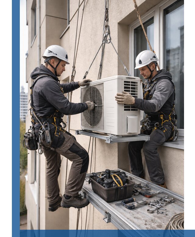 Перенос внешнего блока кондиционера в Кронштадте с монтажом и крепежом