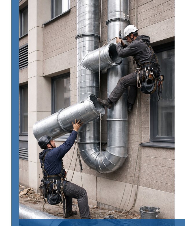 Монтаж фасадных воздуховодов в Кронштадте с герметизацией и крепежом