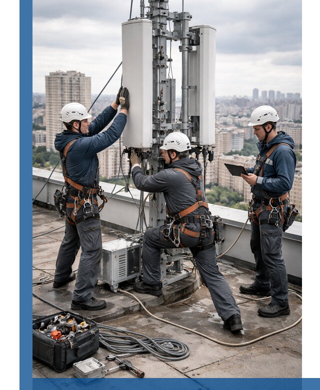 Монтаж антенн связи на крыше в Кронштадте с вводом в эксплуатацию