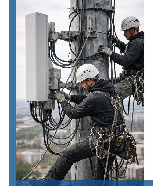 Монтаж оборудования связи на мачте в Кронштадте с пусконаладкой