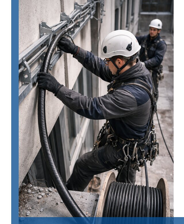 Протяжка кабеля питания на высоте в Кронштадте с гарантией безопасности и качества