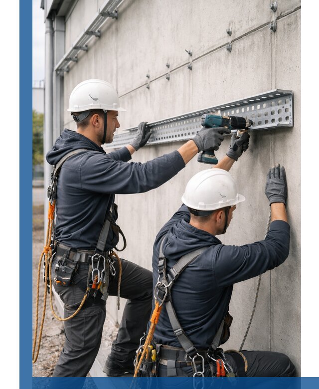 Монтаж кабельных лотков на фасаде зданий в Кронштадте с гарантией
