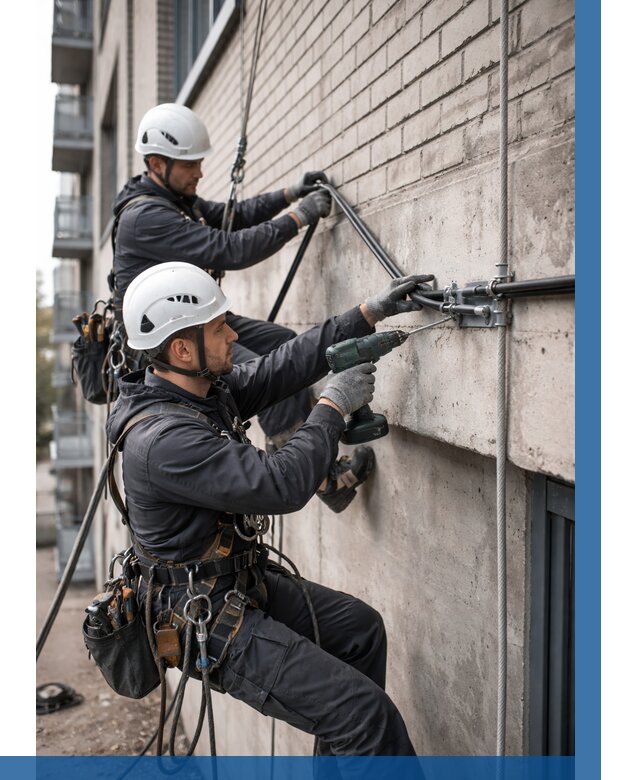 Крепление кабеля на фасаде в Кронштадте от 365 р. | ВЫСОТНИК-Крн