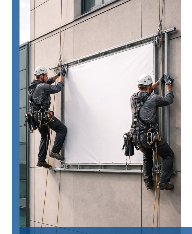 Монтаж наружной рекламной вывески в Кронштадте под ключ