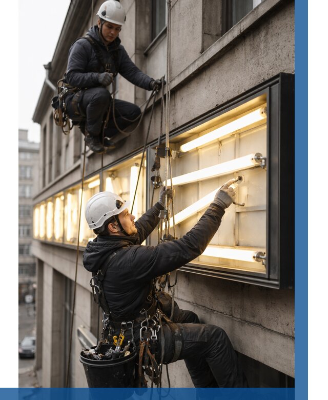 Замена ламп в вывеске в Кронштадте под ключ от 3652 р. | ВЫСОТНИК-Крн