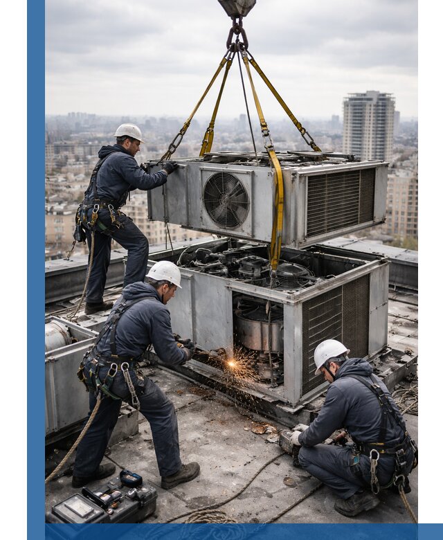 Демонтаж крышной установки в Кронштадте любой сложности