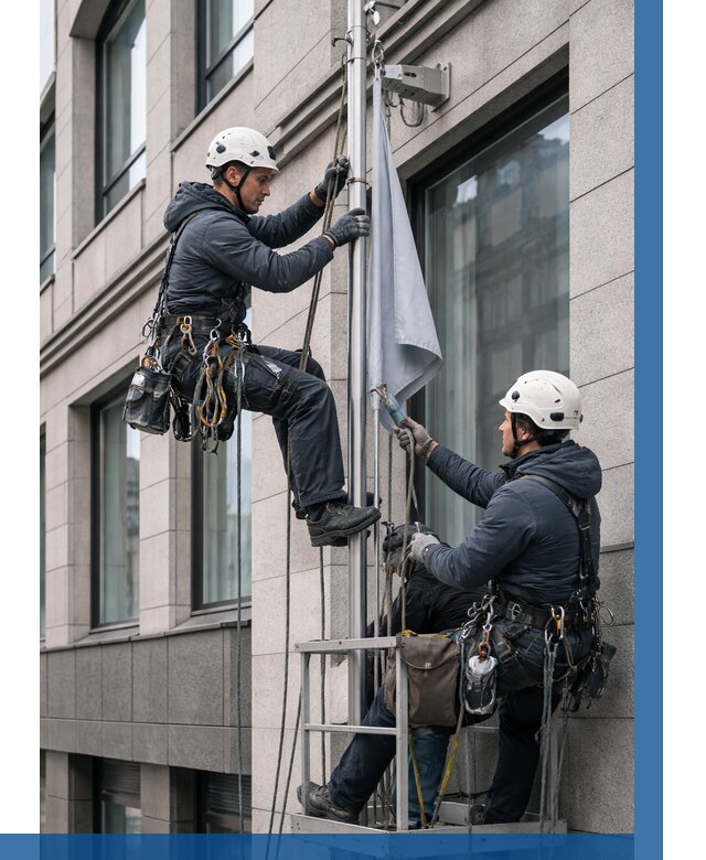 Установка флагов на фасаде в Кронштадте от 4695 р. | ВЫСОТНИК-Крн