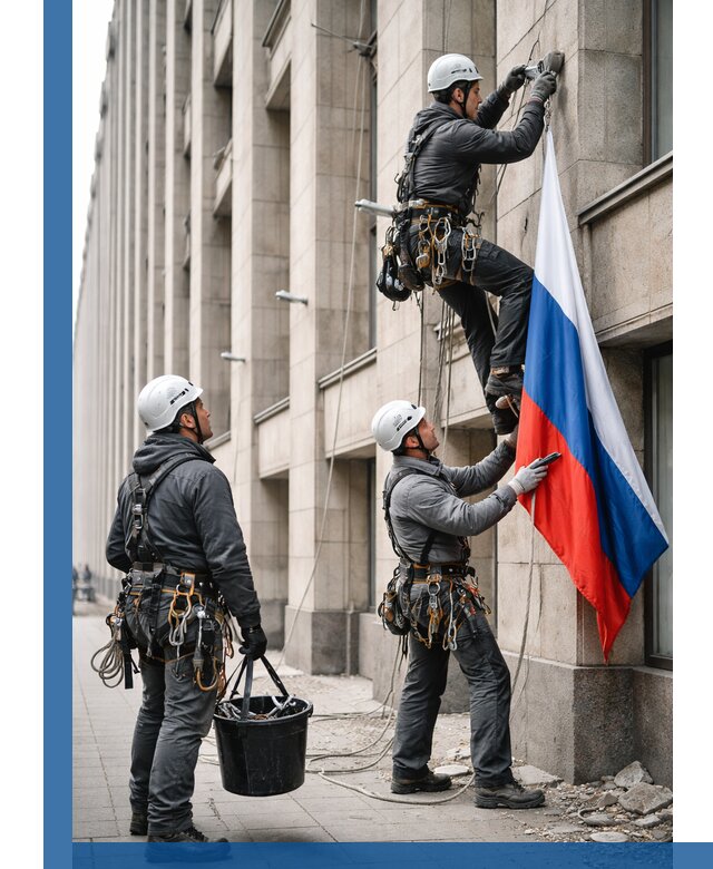 Профессиональная установка флагов на фасаде в Кронштадте